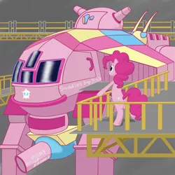 Size: 2000x2000 | Tagged: artist:stillwaterspony, battletech, cover art, derpibooru import, mech, pinkie pie, safe, snow fox, solo