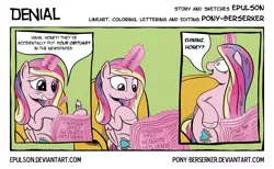 Size: 2207x1361 | Tagged: artist:epulson, artist:pony-berserker, comic, derpibooru import, feels, hoof polish, implied death, nail polish, newspaper, princess cadance, sad, safe