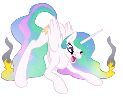 Size: 1548x1229 | Tagged: safe, artist:silfoe, derpibooru import, princess celestia, pony, angry, civilization, civilization v, face down ass up, female, fire, growling, mare, missing accessory, montezuma, nose wrinkle, on fire, open mouth, simple background, solo, transparent background, vector