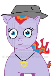Size: 400x599 | Tagged: safe, artist:pinkamenaequestrian, derpibooru import, oc, unofficial characters only, fedora, hat, solo, star of david, watermark