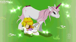 Size: 480x269 | Tagged: safe, derpibooru import, pony, unicorn, animated, barely pony related, bow, clothes, comedy central, dress, kenny, kenny mccormick, princess kenny, shiny, south park, south park: the stick of truth, tail bow