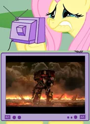 Size: 563x771 | Tagged: apollo diomedes, blood ravens, crying, derpibooru import, exploitable meme, fluttercry, fluttershy, gabriel angelos, injured, manly tears, meme, obligatory pony, semi-grimdark, space marine, tv meme, warhammer 40k, warhammer (game)