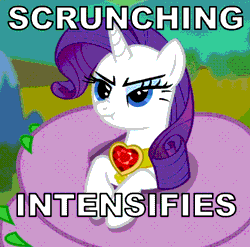 Size: 646x637 | Tagged: adult spike, animated, derpibooru import, descriptive noise, edit, edited screencap, fire ruby, frown, greed spike, image macro, meme, nose wrinkle, rarity, safe, screencap, scrunchy face, secret of my excess, spike, spikezilla, :t, twitch, x intensifies