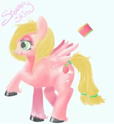 Size: 1724x1875 | Tagged: safe, artist:melinda chovexani, derpibooru import, oc, oc:strawberry skies, unofficial characters only, digital painting, pink, solo