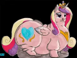 Size: 1101x835 | Tagged: artist:squishyluna, big belly, chubby cheeks, derpibooru import, double chin, fat, huge butt, large butt, obese, plot, princess cadance, princess decadence, safe, solo, waddle, wide hips
