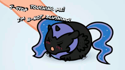Size: 792x444 | Tagged: safe, artist:4as, derpibooru import, nightmare moon, alicorn, pony, animated, blob, blushing, chibi, cute, dialogue, eyes closed, flash, game, i am the night, link, moonabetes, open mouth, poking, touch, tsundere, tsundere moon
