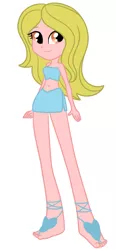 Size: 388x837 | Tagged: safe, artist:kog, derpibooru import, oc, oc:typhoon, unofficial characters only, equestria girls, askthesixelementals, bandeau, barefoot, barefoot sandals, belly button, cankles, clothes, equestria girls-ified, feet, midriff, simple background, skirt, solo, wind