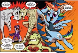 Size: 1021x701 | Tagged: safe, artist:brendahickey, derpibooru import, idw, rainbow dash, twilight sparkle, twilight sparkle (alicorn), unnamed pony, alicorn, pony, spoiler:comic, spoiler:comic13, anchor, comic, female, mare, pirate, sword, tattoo