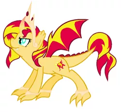 Size: 630x582 | Tagged: artist:unoriginai, crown, dracony, dragon, dragonified, hybrid, redux, royal, royal dragon, royalty, safe, solo, species swap, sunset shimmer