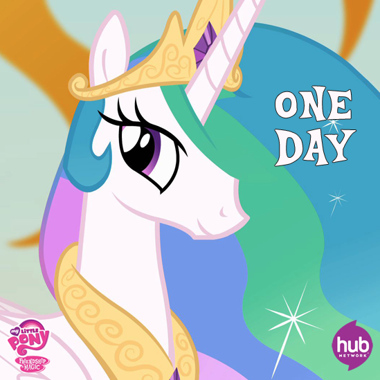 Size: 549x549 | Tagged: safe, derpibooru import, official, princess celestia, alicorn, pony, season 4, countdown, female, mare, one day, solo, the hub