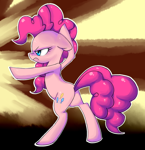 Size: 1488x1536 | Tagged: safe, artist:bakemono-san, derpibooru import, pinkie pie, pony, bipedal, fighting stance, karate, solo