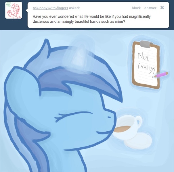 Size: 663x657 | Tagged: artist:captainbritish, clipboard, colgate answers, derpibooru import, magic, minuette, safe, solo, tea, teacup, tumblr