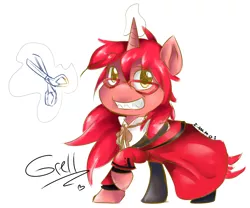 Size: 1200x1000 | Tagged: artist:i-am-m-o-i, black butler, derpibooru import, grell, grell sutcliff, kuroshitsuji, ponified, safe, scissors, solo