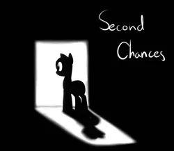 Size: 959x833 | Tagged: artist:flaminbunny, bald, black and white, cover art, derpibooru import, door, grayscale, safe, silhouette, solo, text