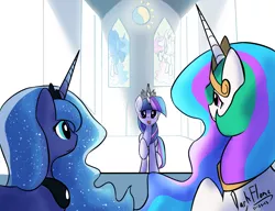 Size: 6505x5000 | Tagged: safe, artist:darkflame75, derpibooru import, princess celestia, princess luna, twilight sparkle, twilight sparkle (alicorn), alicorn, pony, absurd resolution, female, mare, new crown, open mouth, raised hoof, smiling