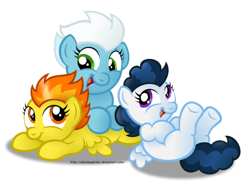 Size: 1024x786 | Tagged: artist:aleximusprime, cute, cutefire, derpibooru import, diafleetes, eye contact, filly, fleetfoot, high winds, leaning, looking at each other, on back, open mouth, pony pile, prone, safe, simple background, smiling, spitfire, transparent background, wonderbolts, younger