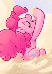 Size: 849x1200 | Tagged: suggestive, artist:ajin, derpibooru import, pinkie pie, creamy creamy frosting, eating, eyes closed, female, food, frosting, messy, pile, plot, solo, solo female, tongue out