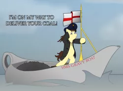 Size: 3135x2320 | Tagged: safe, derpibooru import, oc, oc:pit pone, unofficial characters only, pony, ask, bipedal, boat, british, captain, coal, delivery, english, flag, gravy, gravy boat, hat, miner, northern, northerner, ocean, sailor, ship, solo, tumblr