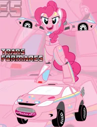 Size: 983x1280 | Tagged: safe, artist:mr-sukhoi, artist:raptorsr, derpibooru import, pinkie pie, pony, robot, robot pony, car, crossover, pinkie prime, solo, transformers