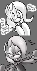 Size: 1043x2008 | Tagged: safe, artist:fauxsquared, derpibooru import, trixie, pony, unicorn, luna-afterdark, comic, female, grayscale, mare, rope, solo, trixie is magic, tumblr