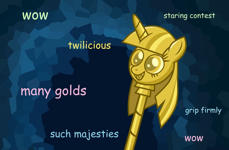 Size: 800x525 | Tagged: artist:pixelkitties, derpibooru import, doge, exploitable meme, image macro, meme, memeception, safe, scepter, shibe, twilight scepter, twilight sparkle