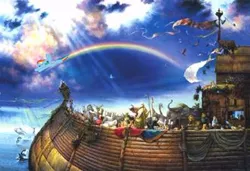 Size: 640x437 | Tagged: animal, bible, boat, derpibooru import, rainbow, rainbow dash, religion, safe