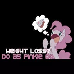 Size: 550x550 | Tagged: artist:inlucidreverie, cake, clothes, derpibooru import, graphic tee, pictogram, pinkie pie, safe, shirt, solo, text, thought bubble