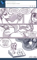 Size: 550x901 | Tagged: suggestive, artist:johnjoseco, derpibooru import, princess celestia, princess luna, alicorn, pony, ask princess molestia, gamer luna, princess molestia, princess twilight sparkle (episode), comic, controller, headset, meme, plot, scratching, tumblr, twilight scepter, twilight scepter meme