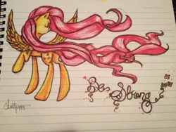 Size: 1024x768 | Tagged: safe, artist:lulii999, derpibooru import, fluttershy, lined paper, solo, traditional art, windswept mane