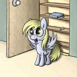 Size: 1600x1600 | Tagged: safe, artist:zirbronium, derpibooru import, derpy hooves, pegasus, pony, female, i emptied your fridge, mare, pantry, solo