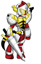 Size: 986x1510 | Tagged: safe, artist:fourze-pony, derpibooru import, ponified, pony, armor, armored rider baron, banana, fantasy class, kamen rider, kamen rider gaim, knight, male, parody, solo, stallion, warrior, weapon