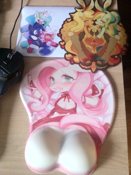 Size: 1936x2592 | Tagged: questionable, artist:rikose, derpibooru import, applejack, fluttershy, princess celestia, princess luna, rainbow dash, anthro, appledash, female, lesbian, merchandise, mousepad, oppai mousepad, shipping