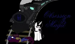 Size: 1024x602 | Tagged: artist:thelordofdust, banner, derpibooru import, fanfic, obsession is magic, oc, oc:maneia, oc:nocturna, peril, safe, story, tied to tracks, tied up, train, train tracks, unofficial characters only