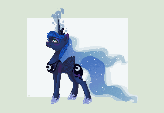 Size: 541x375 | Tagged: artist:scorpionpixels, derpibooru import, oekaki, pixel art, princess luna, safe, solo