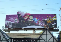 Size: 1280x895 | Tagged: billboard, bumblebee, christmas, dan, dan vs, derpibooru import, hub logo, my little pony, rainbow dash, safe, strawberry shortcake, strawberry shortcake (character), strawberry shortcake's berry bitty adventures, the hub, train, transformers, transformers prime, twisted whiskers