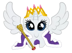 Size: 873x647 | Tagged: safe, artist:darkhestur, derpibooru import, rarity, alicorn, pony, c:, cape, clothes, crown, crowning, looking at you, new crown, princess, pun, race swap, raricorn, scepter, simple background, smiling, solo, species swap, spread wings, tooth, transparent background, twilight scepter, vector, wat, wings