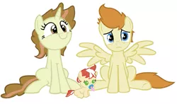Size: 569x335 | Tagged: safe, artist:unoriginai, derpibooru import, oc, oc:angel cake, oc:coffee cake, oc:velvet cake, unofficial characters only, earth pony, pegasus, pony, unicorn, brother and sister, cakecest, family, goddamnit unoriginai, incest, offspring, parent:pound cake, parent:pumpkin cake, parents:cakecest, product of incest, shipping, siblings
