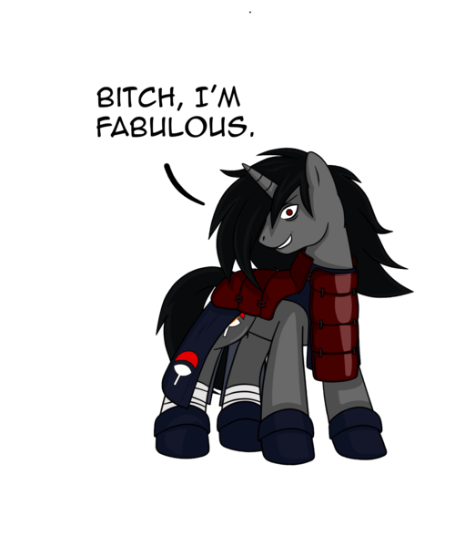 Size: 1500x1800 | Tagged: artist:m2cool, derpibooru import, naruto, ponified, safe, solo, uchiha madara, vulgar