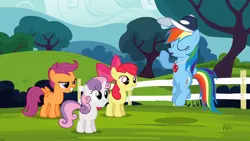 Size: 1920x1080 | Tagged: apple bloom, coach, cutie mark crusaders, derpibooru import, flight to the finish, hat, rainbow dash, safe, scootaloo, screencap, sweetie belle, wallpaper, whistle