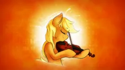 Size: 1920x1080 | Tagged: applejack, artist:nolycs, artist:romus91, derpibooru import, safe, solo, vector, violin, wallpaper