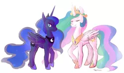 Size: 1024x602 | Tagged: safe, artist:tokiball12345, derpibooru import, princess celestia, princess luna, simple background, sisters