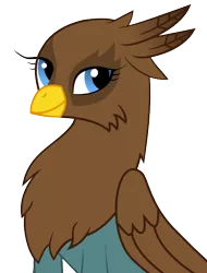 Size: 486x638 | Tagged: safe, artist:myth chaser, derpibooru import, oc, oc:aidan, unofficial characters only, gryphon, brown, eyelashes, feather, griffon oc, looking at you, simple background, sitting, solo, transparent background, vector