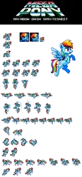 Size: 290x625 | Tagged: artist:khaomortadios, crossover, derpibooru import, megaman, megapony, pixel art, rainbow dash, safe, sprite, video game