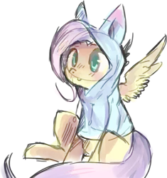 Size: 1057x1125 | Tagged: artist:spanish-scoot, clothes, derpibooru import, fluttershy, hoodie, safe, solo