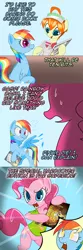 Size: 800x2400 | Tagged: safe, artist:gashiboka, derpibooru import, daring do, pinkie pie, rainbow dash, oc, oc:happy groove, pony, ask pun, ask, bottomless, clothes, comic, comic book, faic, rainbow dash is best facemaker, shopping, starry eyes, wingding eyes