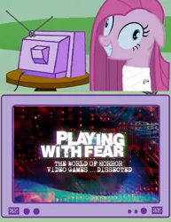 Size: 580x750 | Tagged: derpibooru import, exploitable meme, kickstarter, meme, obligatory pony, pinkamena diane pie, pinkie pie, playing with fear, safe, tv meme