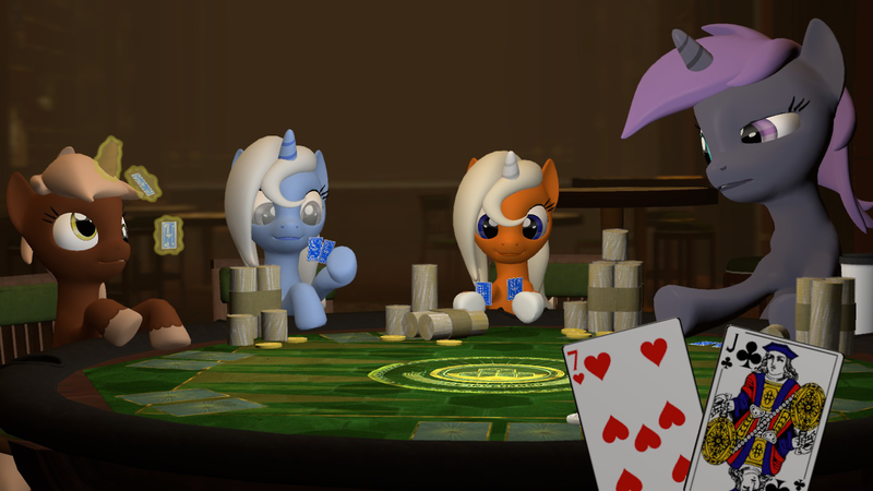 Size: 1280x720 | Tagged: 3d, artist:fmartcorner, derpibooru import, gmod, oc, oc:carat, oc:dreamsicle, oc:filly moonshine, oc:pembroke, poker, poker night at the inventory, safe, telltale games, unofficial characters only