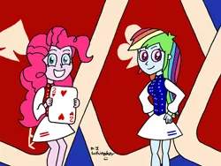 Size: 1024x768 | Tagged: safe, artist:djgames, derpibooru import, pinkie pie, rainbow dash, equestria girls, card sharks, gameshow