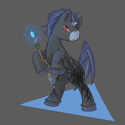 Size: 500x500 | Tagged: artist:namiane, broken horn, derpibooru import, magic, oc, safe, solo, splinter shade, unofficial characters only, wand