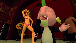 Size: 640x360 | Tagged: 3d, anonymous artist, bar, breasts, chick, dead or alive, derpibooru import, gmod, guitar, half-life 2, kasumi, male, piano, singing, spike, spy, stage, suggestive, team fortress 2